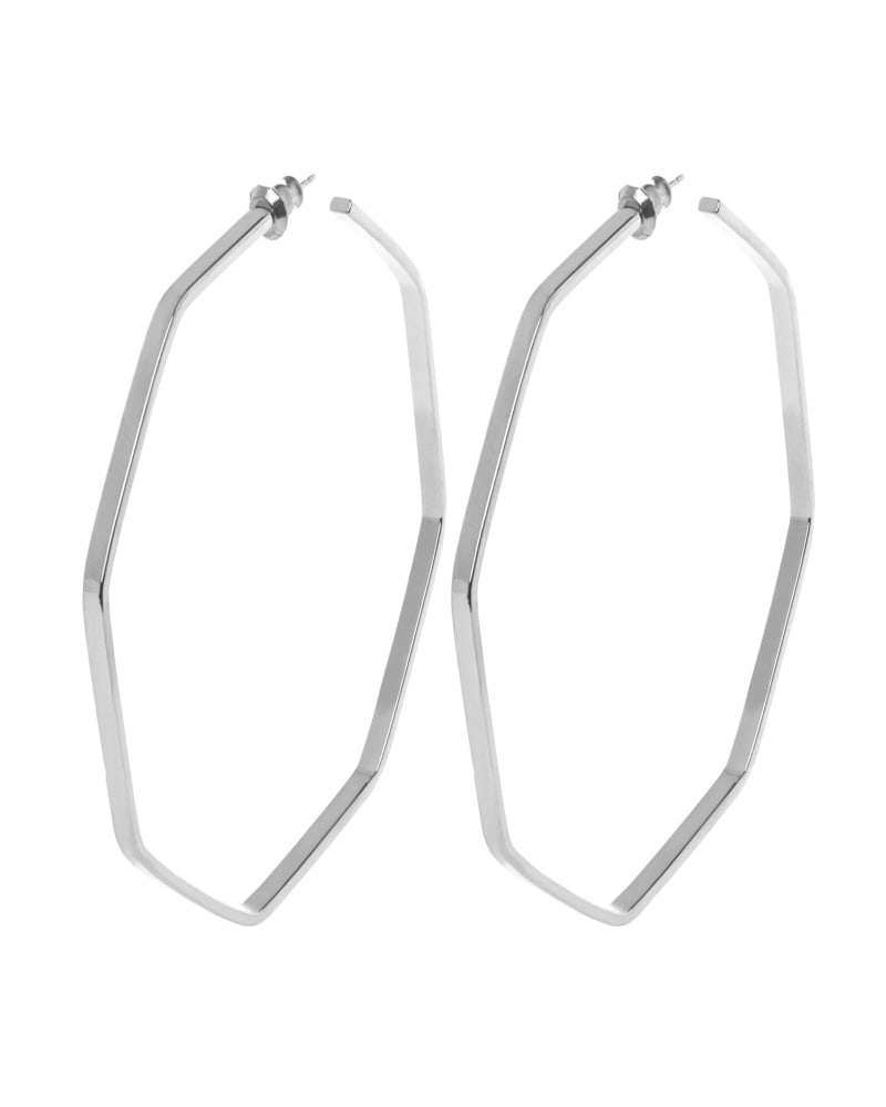 Front of a size one-size-fits-all Jerry Hoops Silver in Silver by Eklexic. | dia_product_style_image_id:285570